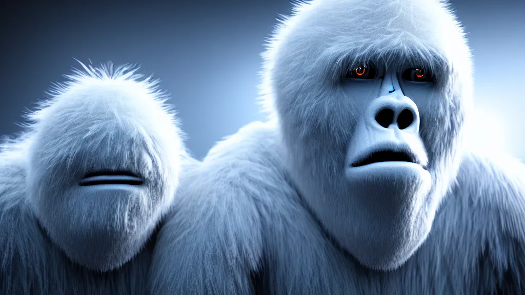 Image similar to a yeti in a scientist coat, 4 k, photorealistic, dramatic lighting