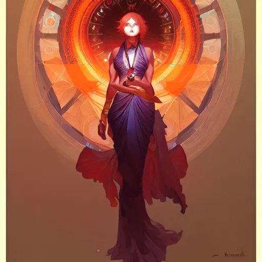 Image similar to chakra diagram, sacral chakra, detailed, elegant, highly detailed, digital painting, artstation, concept art, smooth, sharp focus, illustration, art by Krenz Cushart and Artem Demura and alphonse mucha