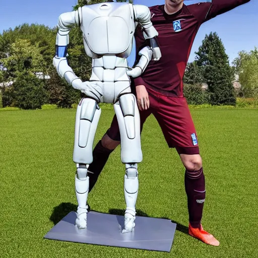 Image similar to a realistic detailed photo of a guy who is an attractive humanoid who is half robot and half humanoid, who is a male android, soccer player timo werner, shiny skin, posing like a statue, blank stare, by the pool, on display, showing off his muscles, humanoid robot, frozen ice statue, made of ice