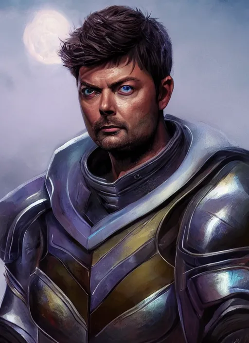 Image similar to A fantasy comic book style portrait painting of Karl Urban as a Paladin, unreal 5, DAZ, hyperrealistic, octane render, RPG portrait, dynamic lighting