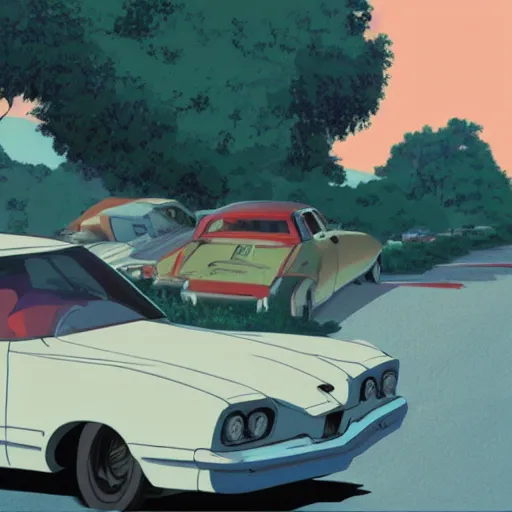 Prompt: film still of once upon a time in hollywood art by Dice Tsutsumi, Makoto Shinkai, Studio Ghibli,