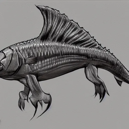 Image similar to fish dinosaur concept art