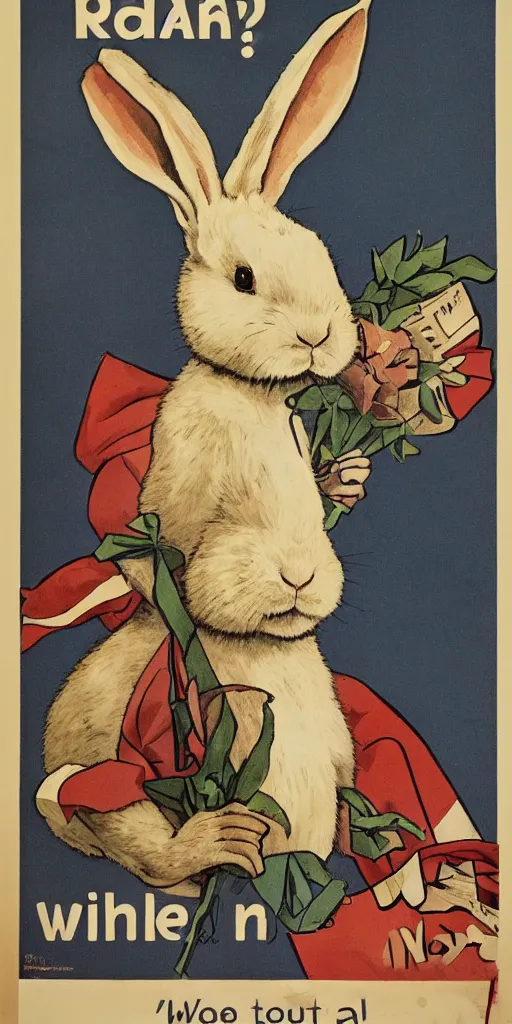 Prompt: a rabbit, propaganda poster