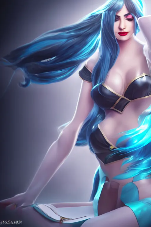 Prompt: Sona from League of Legends, photorealistic full body, studio lighting, white ambient background, highly detailed