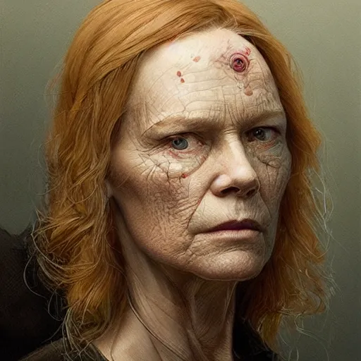 Prompt: ruth from ozark, character portrait, concept art, intricate details, highly detailed by greg rutkowski, michael whelan and gustave done