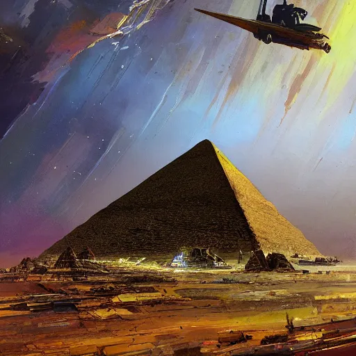 Prompt: Stunning painting of A Great Pyramid of the Future by John Berkey,concept art,Retro colour,hyper detailed,4K Resolution