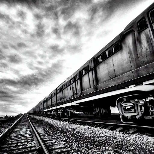 Image similar to endless train, dream, greyscale, 4k