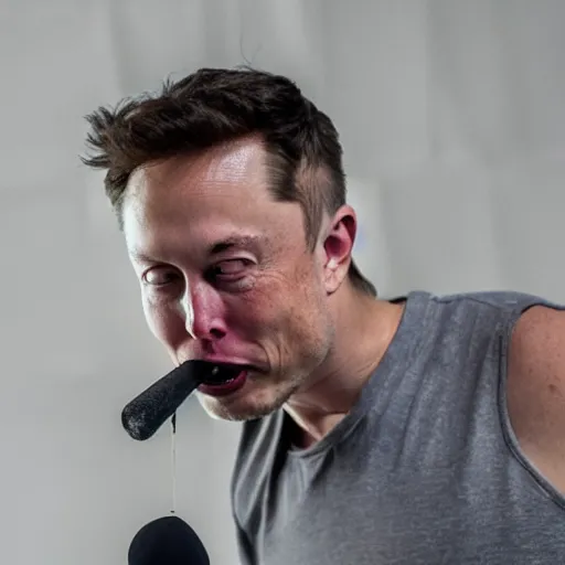 Image similar to photo of Elon Musk eating a basketball