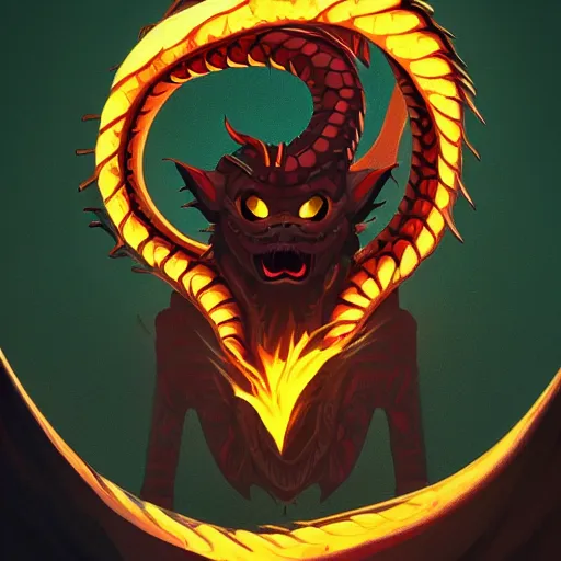 Image similar to Portrait of the Dragon Ouroboros in the style of Disney, angry look, toon aesthetic, stylized, Trending on artstation , HD quality, dramatic light, octane