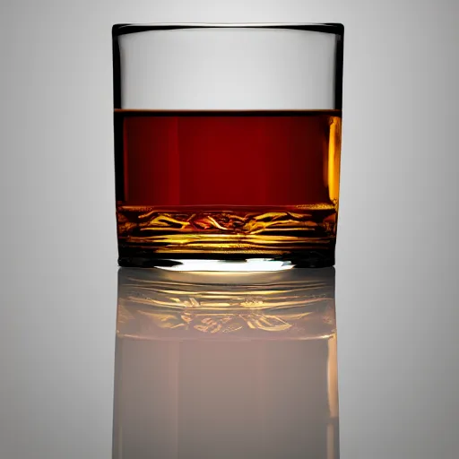 Prompt: a smokey and fiery glass of whisky, packshot, professional studio photography