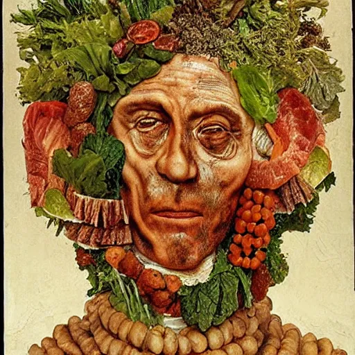 Prompt: julius caesar made of salad, by giuseppe arcimboldo