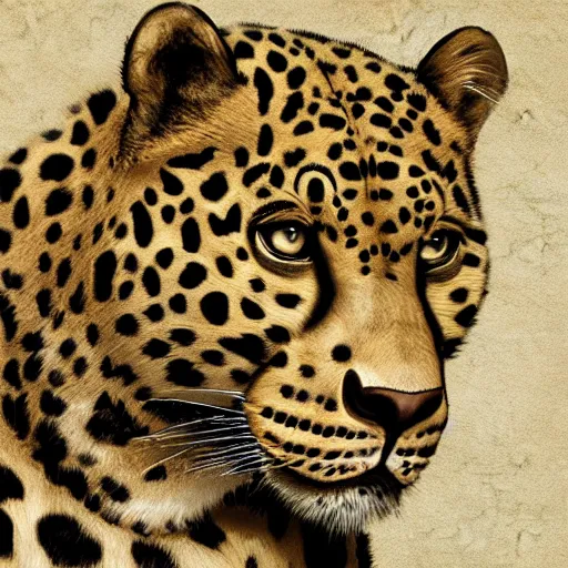 Prompt: leopardo da vinci, digital art.