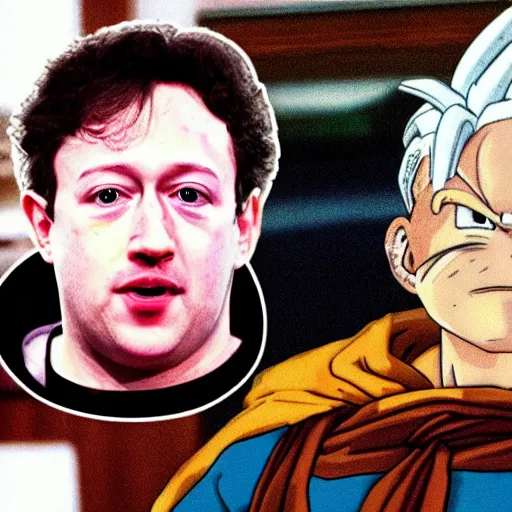 Image similar to mark zuckemberg in dragonball z