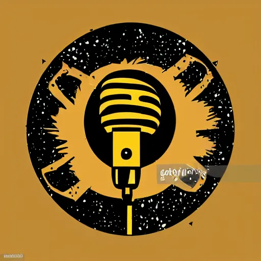 Image similar to dark death metal themed vector illustration of a fantastical menacing ent holding a microphone, award winning, grunge, iconic, golden ratio