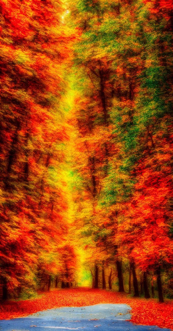 Prompt: realistic photo of colorful autumn, very sharp focus, very hyper realistic, highly detailed, fantasy art station