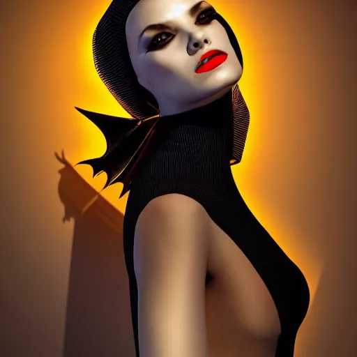 Image similar to evil modern minimalist queen inspired avant-garde art, deco fashion, highly detailed, photorealistic portrait, bright studio setting, studio lighting, crisp quality and light reflections, unreal engine 5 quality render