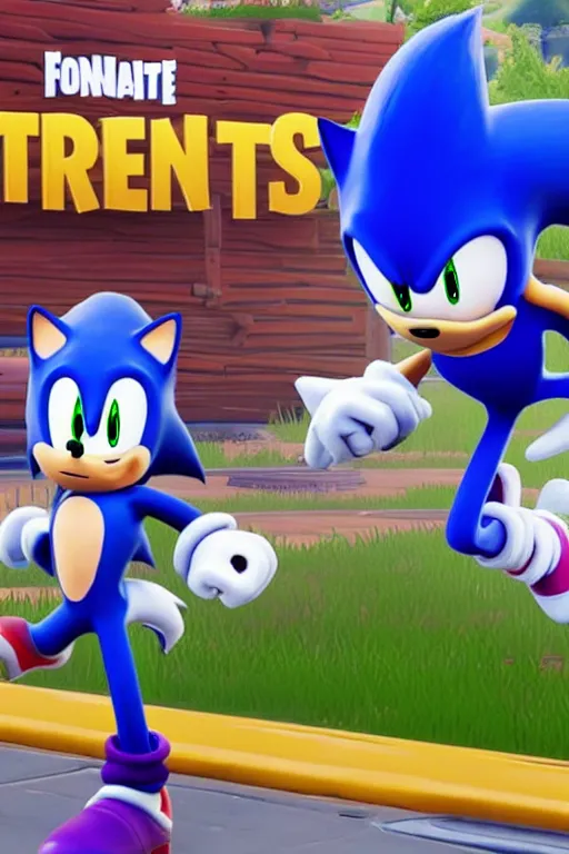 Image similar to sonic in fortnite, fortnite promotion