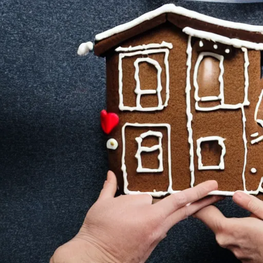 Prompt: real estate agent showing couples through the inside of houses made out of gingerbread