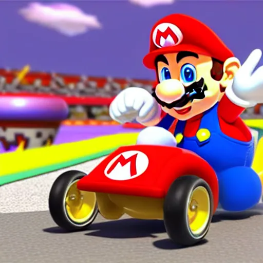 Image similar to a picture of super mario as cat peach, in mario kart