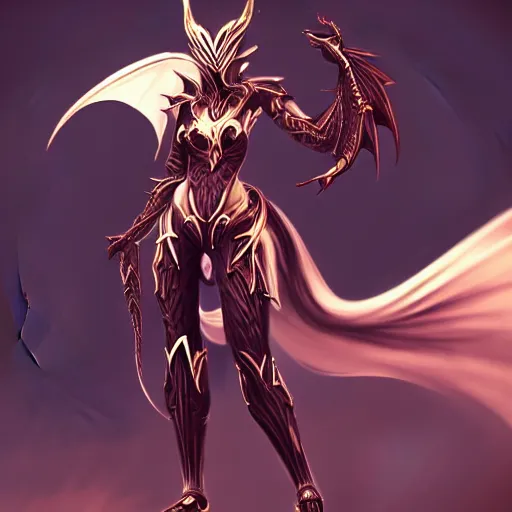 Image similar to highly detailed exquisite fanart, of a beautiful female warframe, but as an anthropomorphic dragon, elegant pose, full body and head shot, epic cinematic shot, sharp claws, professional digital art, DeviantArt, high quality artstation, Furaffinity, HD render
