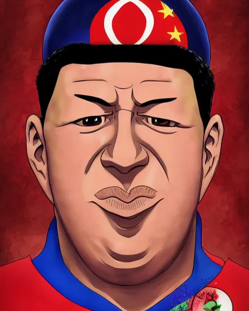 Image similar to Hugo Chavez portrait by Baki, Baki style, Baki, anime