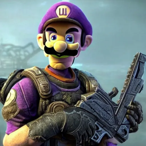 Image similar to Waluigi in Gears of War