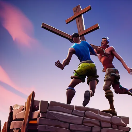 Prompt: jesus christ crucifixion fortnite event