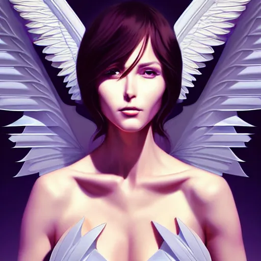 Image similar to portrait of a powerful pretty woman with wings, digital art,, concept art, smooth, sharp focus, illustration, symmetry face, fine details. art by alex ross, brittney lee, anime - h 6 4 0