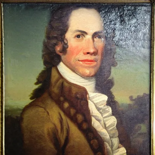 Prompt: An 18th century oil painting of Jerma985 in the mid-late 1700s, Jerma985, grainy, realistic, very realistic, hyperrealistic, highly detailed, very detailed, extremely detailed, very neat, very epic, very cool, detailed, trending on artstation