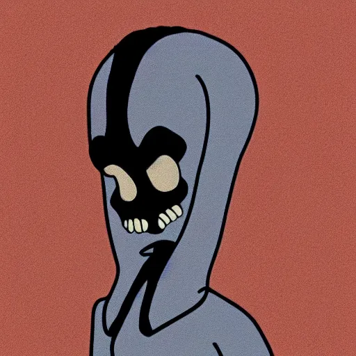 Image similar to bobs burgers style, grim reaper,