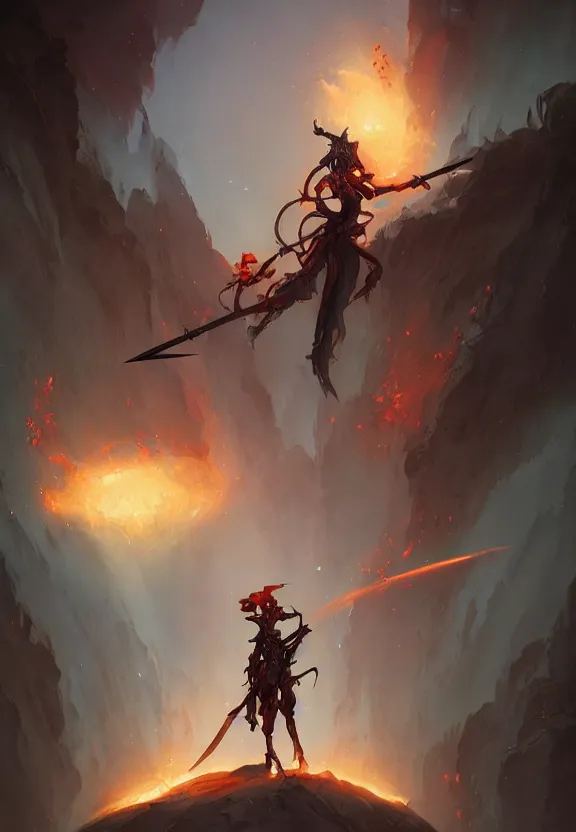 Prompt: the fire thief with sword, dark, peter mohrbacher, hypermaximalist, cinematic, symmetrical, concept art, unreal engine, environment, sharp