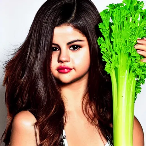 Image similar to selena gomez as celery monster