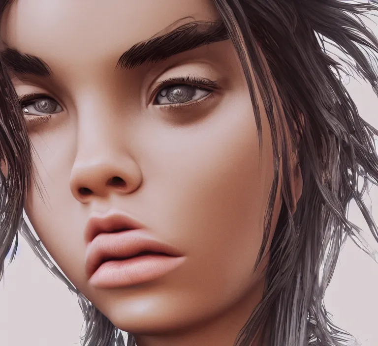 Prompt: madison beer, au naturel, hyper detailed, digital art, trending in artstation, cinematic lighting, studio quality, smooth render, unreal engine 5 rendered, octane rendered