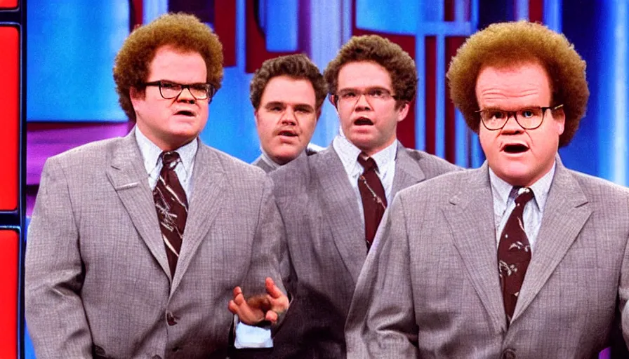 Prompt: Dr Steve Brule hosting Family Feud