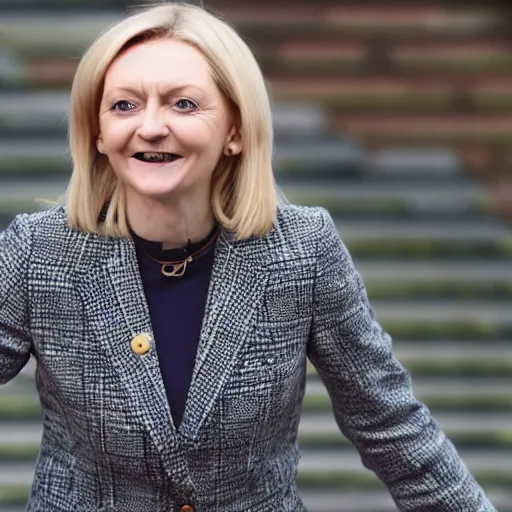 Prompt: a lizard - person, reptilian, scales, photorealistic, ( ( ( liz truss ) ) )