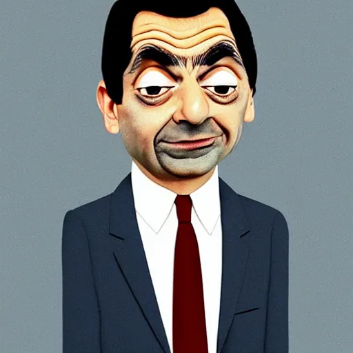 Image similar to Mr. bean in the style of The Simpsons, highly-detailed illustration