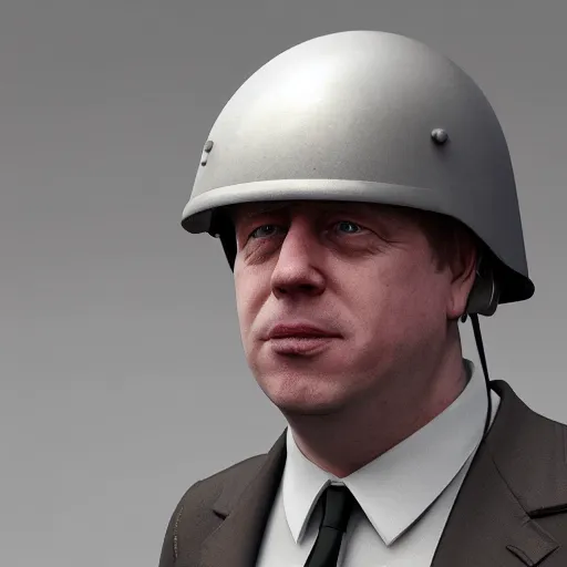 Prompt: boris johnson with military helmet on in kyiv, realistic, wide shot, sunny lighting, octane render, gq magazine, hyper realistic, high quality, highly detailed, hd, beautiful, cinematic, 8 k, unreal engine, facial accuracy,