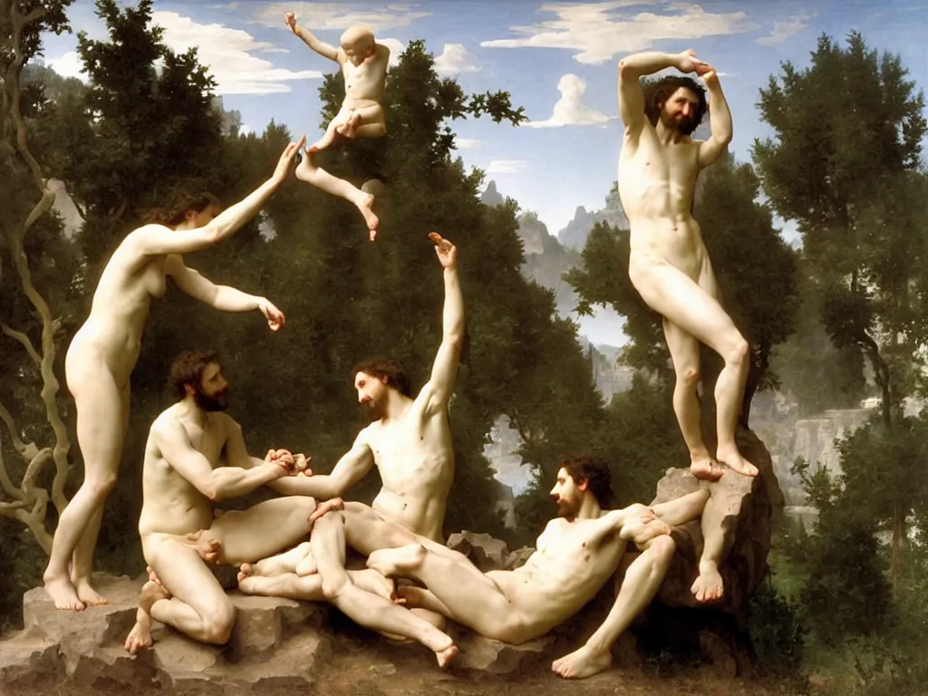 Prompt: the creation of Adam, the first man, bouguereau