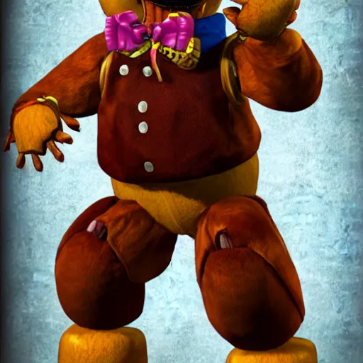 Prompt: Freddy Fazbear in the Backrooms, photorealistic, detailed