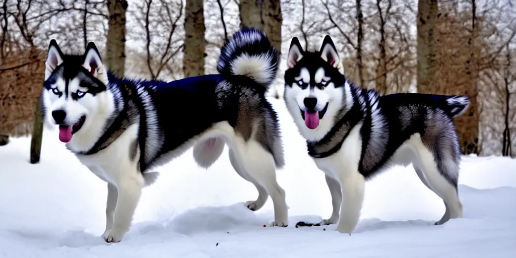 Image similar to Siberian Husky Mix Dogs, 4K quality Photorealismn