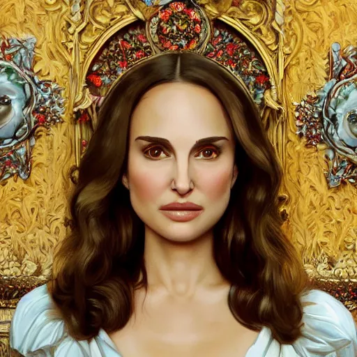 Image similar to a beautiful ornate painting of natalie portman by artists trending on artstation and deviant art