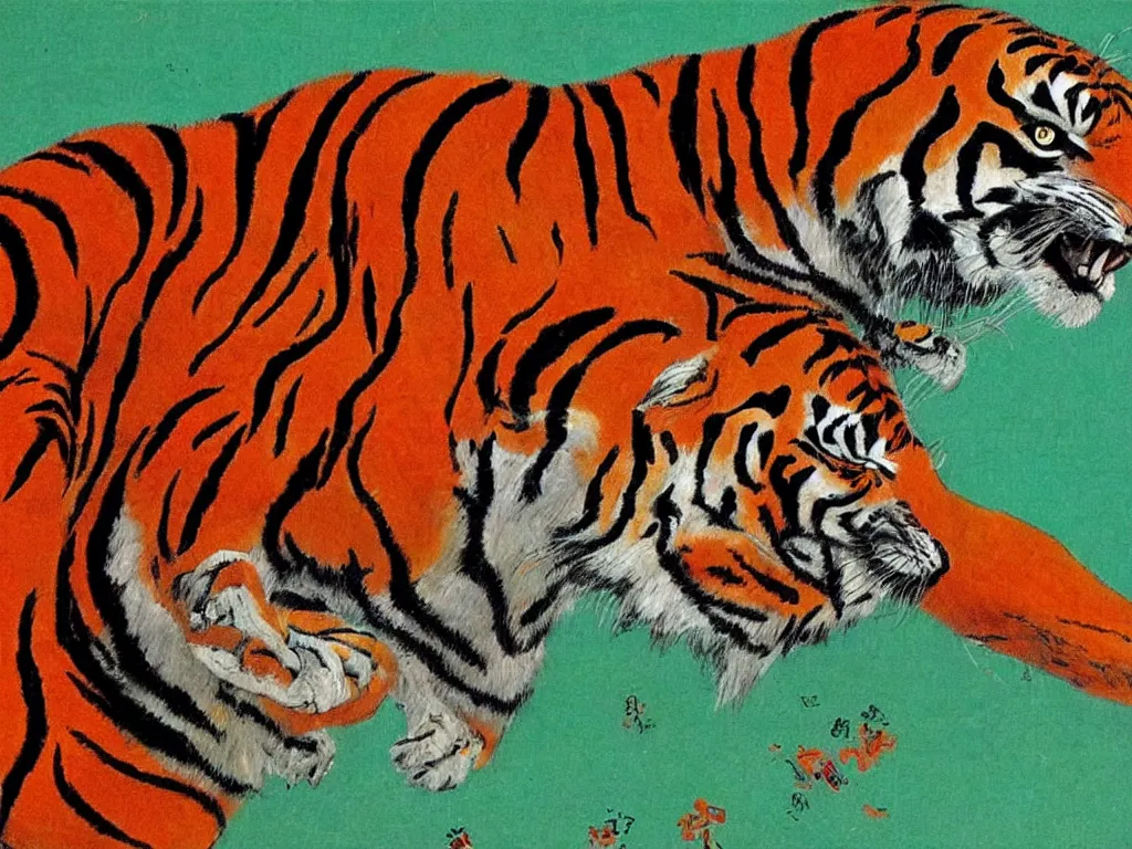 Image similar to Comet coming back as a tiger. Korean painting.