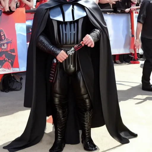 Prompt: Arnold Schwarzenegger as a sith lord, full body shot