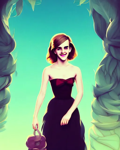 Image similar to beautiful full body Emma Watson goofy smiling illustration by lois van baarle and loish and ross tran and rossdraws and sam yang and samdoesarts and artgerm and Cecil Beaton, Lee Miller, Irving Penn, David Bailey, digital art, highly detailed, intricate, sharp focus, Trending on Artstation HQ, deviantart