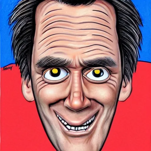 Image similar to jim carrey caricature realism, in the style of steve bell!