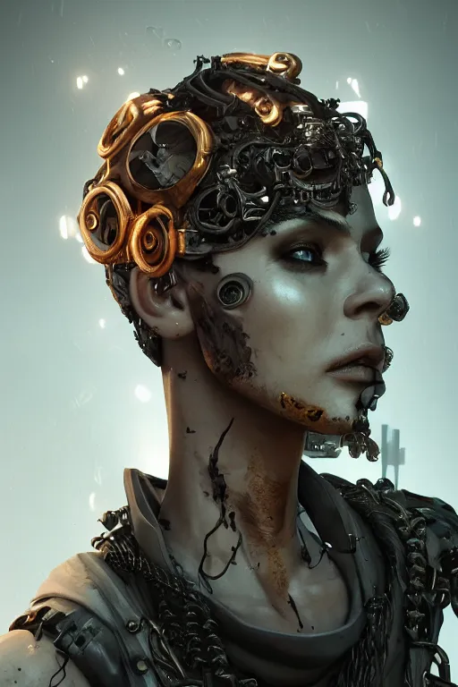 Prompt: beautiful game on unreal engine 5 about about modern pirates, intricate transhuman, dystopian cyberpunk, eyelashes, extremely detailed, digital painting, sculpted in zbrush, artstation, concept art, smooth, sharp focus, illustration, chiaroscuro soft lighting, golden ratio, rule of thirds, fibonacci, incredible art by Stanley Artgerm Lau and Greg Rutkowski, composition by mike mignola and Simon Stalenhag