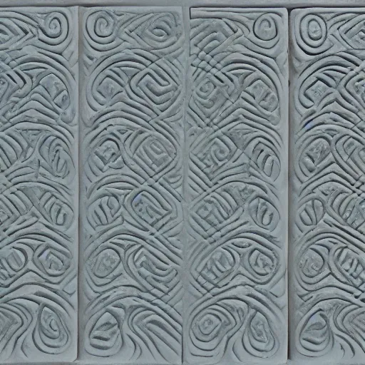 Prompt: serpentine maze, fine details, fingerprint swirls, carved soapstone relief paneling white and pale blue