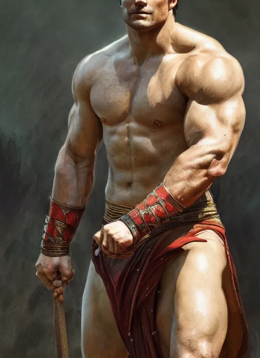 Image similar to Henry Cavill as a Greek gladiator, gorgeous, amazing, muscular, intricate, highly detailed, digital painting, artstation, concept art, sharp focus, illustration, art by greg rutkowski and alphonse mucha