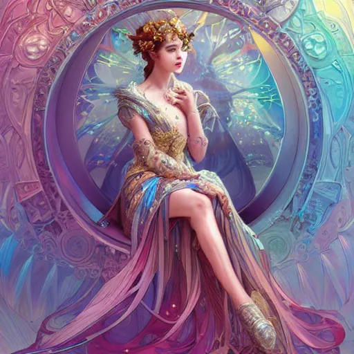 Image similar to A beautiful ice princess sitting on her throne, very colourful, highly detailed, artstation, intricate, smooth, sharp focus, bright, happy, illustration, art by Artgerm and Greg Rutkowski and Alphonse Mucha and Yuumei, good clear quality, lighting, biology, symmetrical artwork, perfect face, 135 mm, cinematic, hyper realism, glittering ice, dark, moonlight, high detail, octane render, 8k, crimson highlights