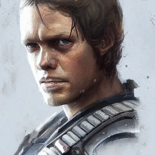 Prompt: portrait of a man by greg rutkowski, dan skywalker from star wars expanded universe, wearing tactical gear of the triunvirate of the galactic alliance, he is about 3 0 years old, highly detailed portrait, digital painting, artstation, concept art, smooth, sharp foccus ilustration, artstation hq